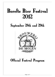 Borefts Bier Festival 2012 September 28th and 29th Official Festival Program