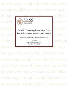 NASS Company Formation Task Force Report & Recommendations