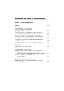 197  International Law FORUM du droit international Volume 3, No. 4, December 2001 Editorial