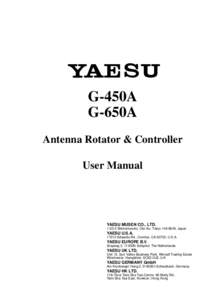 G-450A G-650A Antenna Rotator & Controller User Manual  YAESU MUSEN CO., LTD.