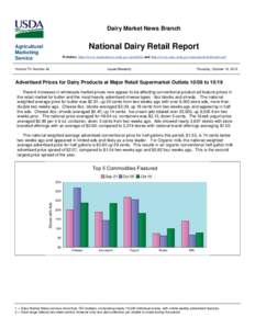 Dairy Market News Branch  National Dairy Retail Report Agricultural Marketing