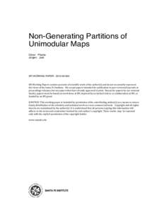 Non-Generating Partitions of Unimodular Maps Oliver Pfante Jürgen Jost  SFI WORKING PAPER: [removed]