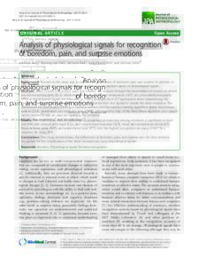 Analysis of physiological signals for recognition of boredom, pain, and surprise emotions