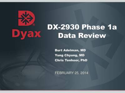 DX-2930 Phase 1a Data Review Burt Adelman, MD Yung Chyung, MD Chris Tenhoor, PhD