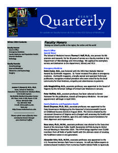 Quarterly DEAN’S An update on faculty honors & hires in the VCU School of Medicine  Winter 2014 Contents