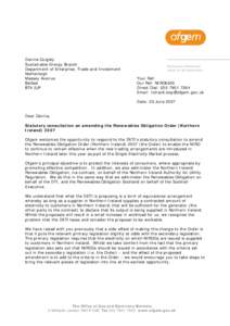 Microsoft Word - Response to statutory consultation - Ofgem_att1_Response to DETI on SEM-NIRO issue_EMAIL FINAL_200607