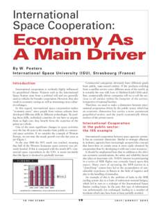International Space Cooperation: Economy As A Main Driver B y W. P e e t e r s