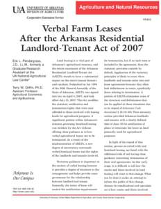 Verbal Farm Leases After the Arkansas Residential Landlord-Tenant Act ofFSA-32