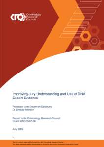 Improving Jury Understanding and Use of DNA Expert Evidence