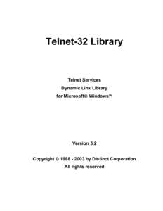 Telnet-32 Library  Telnet Services Dynamic Link Library for Microsoft Windows