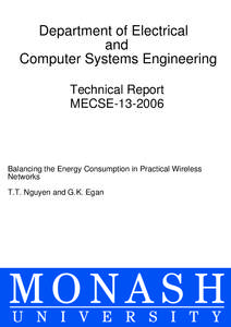 Department of Electrical and Computer Systems Engineering Technical Report MECSE