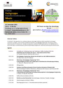 Einladung:  Fachgruppe Kooperative Innovationsprozesse  Meets