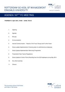 AGENDA 167TH FC MEETING THURSDAY 2 April 2015, 10h30 – 12h00, T03Opening
