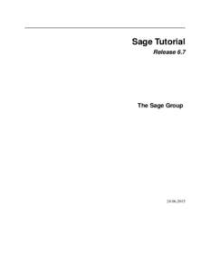 Sage Tutorial Release 8.3 The Sage Group