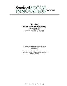 Review  The End of Fundraising By Jason Saul Review by David Simpson