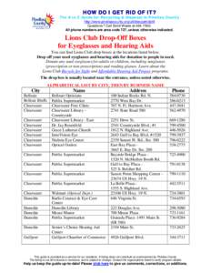 Lions Club Drop-Off Boxes for Eyeglasses and Hearing Aids