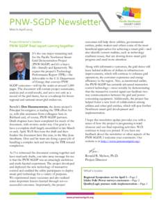 PNW-SGDP Newsletter March-April 2015 Project Director’s Update:  PNW-SGDP final report coming together