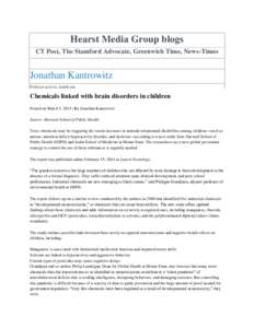 Hearst Media Group blogs CT Post, The Stamford Advocate, Greenwich Time, News-Times Jonathan Kantrowitz Political activist, health nut