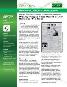 Case Study THE CARROLL COUNTY TIMES ARCHIVE Client	 	 The Carroll County Public Library (CCPL)