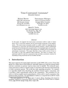 Time-Constrained Automata (Extended Abstract) Michael Merritt  AT&T Bell Laboratories