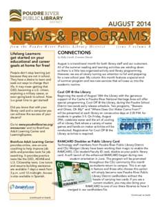 August[removed]NEWS & PROGRAMS from the Poudre River Public Library District  Lifelong Learners: