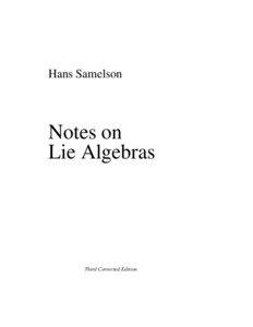 Hans Samelson  Notes on