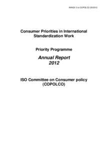 ANNEX 3 to COPOLCO[removed]Consumer Priorities in International Standardization Work  Priority Programme