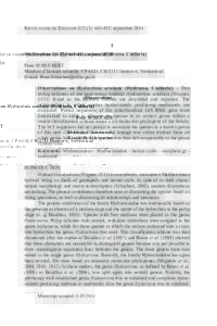Revue suisse de Zoologie): ; septembreObservations on Hydractinia aculeata (Hydrozoa, Cnidaria) Peter sCHuCHeRT Muséum d’histoire naturelle, CP 6434, CH-1211 genève 6, switzerland. e-mail: Pe