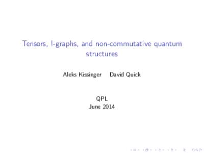 Tensors, !-graphs, and non-commutative quantum structures Aleks Kissinger David Quick