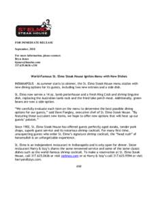 FOR IMMEDIATE RELEASE September, 2010 For more information, please contact: Bryn Jonesx130