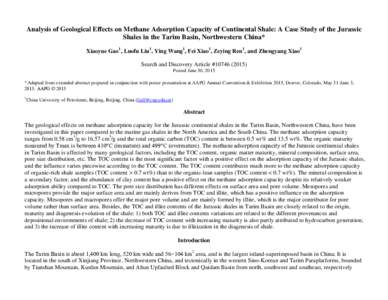 Analysis of Geological Effects on Methane Adsorption Capacity of Continental Shale: A Case Study of the Jurassic Shales in the Tarim Basin, Northwestern China; #)