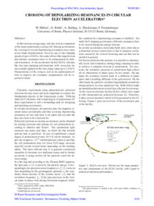 Proceedings of IPAC2011, San Sebastián, Spain  WEPC053 CROSSING OF DEPOLARIZING RESONANCES IN CIRCULAR ELECTRON ACCELERATORS*