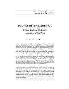 Critical Asian Studies Rungrawee/Politics of Representation