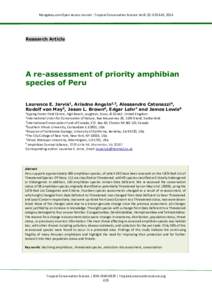 Mongabay.com Open Access Journal - Tropical Conservation Science Vol.8 (3): , 2015  Research Article A re-assessment of priority amphibian species of Peru