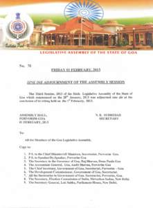 Government of Goa / Panaji / Porvorim / Raj Bhavan / Goa University / Azad Maidan / Goa / States and territories of India / North Goa district
