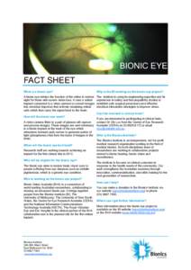 BIONIC EYE FACT SHEET What is a bionic eye? Why is the BI working on the bionic eye project?