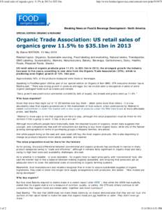 US retail sales of organics grew 11.5% in 2013 to $35.1bn
