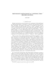 PERTURBATIVE DEFORMATIONS OF CONFORMAL FIELD THEORIES REVISITED IGOR KRIZ 1. Introduction Recently, there has been renewed interest in the mathematics of the moduli space