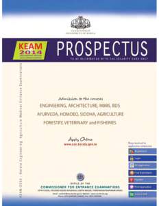    GOVERNMENT OF KERALA PROSPECTUS FOR ADMISSION TO