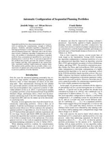 Automatic Configuration of Sequential Planning Portfolios Jendrik Seipp and Silvan Sievers Frank Hutter  Universit¨at Basel