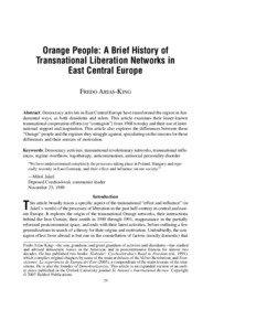 Orange People: A Brief History of Transnational Liberation Networks in East Central Europe