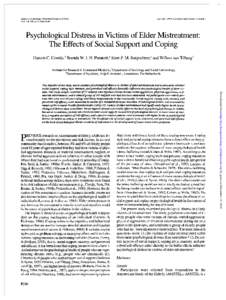 Journal of Gerontology: PSYCHOLOGICAL SCIENCES 1999, Vol. 54B, No. 4, P24O-P245 Copyright 1999 by The Gemntological Society ofAmerica  Psychological Distress in Victims of Elder Mistreatment: