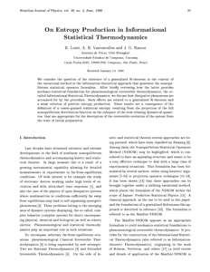 97  Brazilian Journal of Physics, vol. 28, no. 2, June, 1998 On Entropy Production in Informational Statistical Thermodynamics