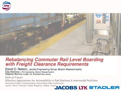 Rebalancing Commuter Rail Level Boarding with Freight Clearance Requirements David O. Nelson, Jacobs Engineering Group, Boston Massachusetts Eloy Martinez, LTK Engineering, Boston Massachusetts Stephen Bonina, Stadler US