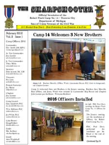 150  Official Newsletter of the Robert Finch Camp No. 14 – Traverse City Department of Michigan Sons of Union Veterans of the Civil War