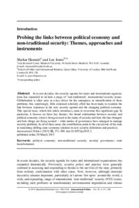 Introduction  Probing the links between political economy and non-traditional security: Themes, approaches and instruments Shahar Hameiria and Lee Jonesb,*