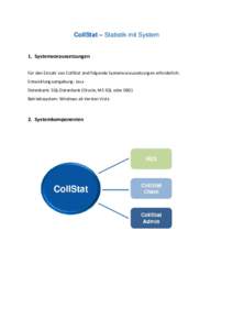 CollStat – Statistik mit System  1. Systemvoraussetzungen Für den Einsatz von CollStat sind folgende Systemvoraussetzungen erforderlich: Entwicklungsumgebung: Java Datenbank: SQL-Datenbank (Oracle, MS SQL oder DB2)