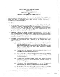 Memorandum of Understanding between the State of Washington and Transalta Centralia Generation, LLC.