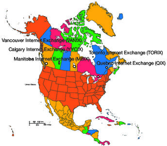 Vancouver Internet Exchange (VANIX) Calgary Internet Exchange (YYCIX) Toronto Internet Exchange (TORIX) Manitoba Internet Exchange (MBIX) Quebec Internet Exchange (QIX)