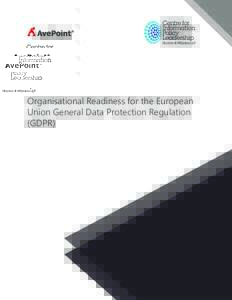 Organisational Readiness for the European Union General Data Protection Regulation (GDPR) 1